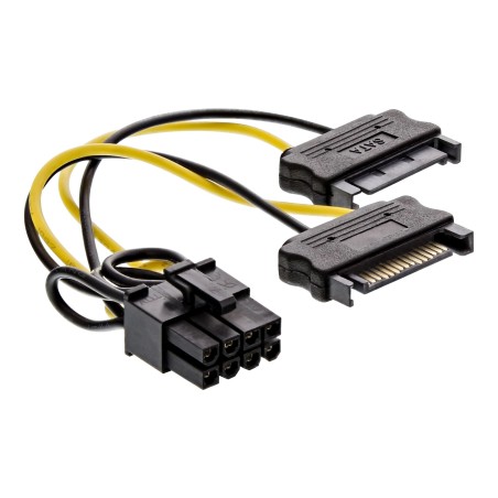 InLine Cavo di alimentazione int. 2x SATA M a 8poli PCIe F, 0,15m