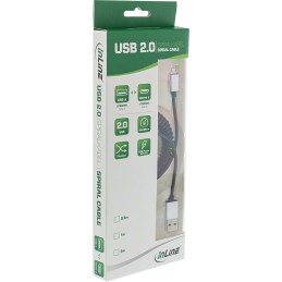 InLine Cavo USB 2.0 Micro, allum., spirale, nero, A-B M, 2,4A@1m 1,5A@3m, 3m