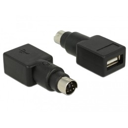 DeLOCK 65898 adattatore per inversione del genere dei cavi PS 2 USB tipo A Nero, Acciaio inox