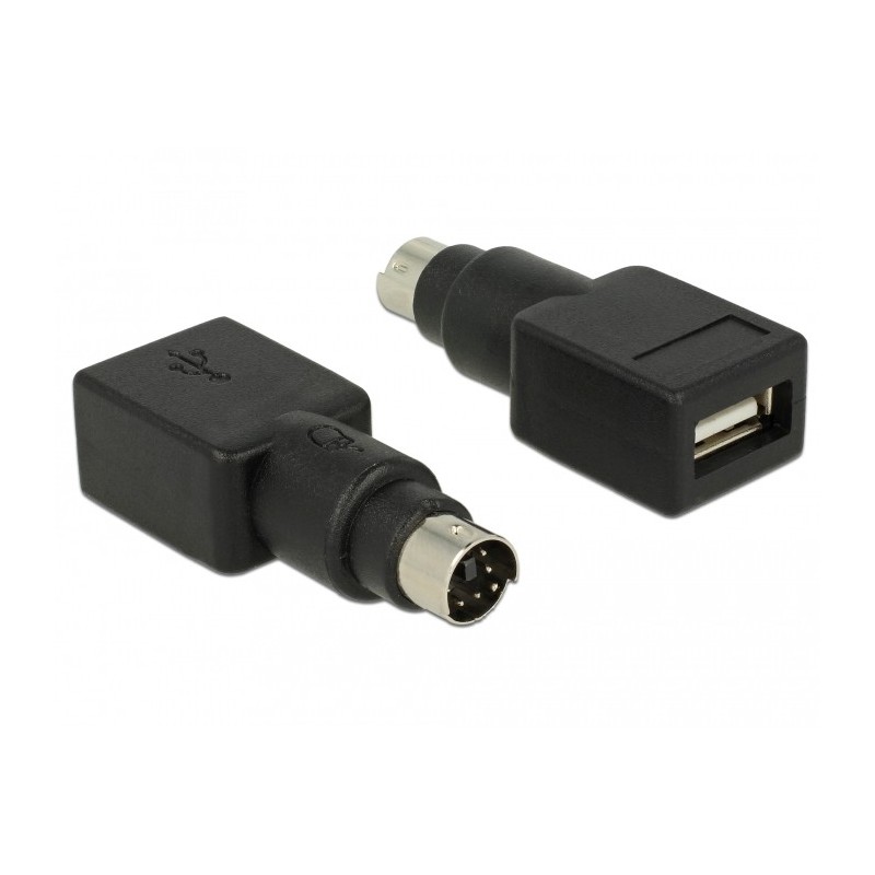 DeLOCK 65898 adattatore per inversione del genere dei cavi PS 2 USB tipo A Nero, Acciaio inox