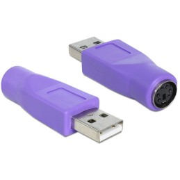 DeLOCK 65461 adattatore per inversione del genere dei cavi USB-A PS 2 Viola