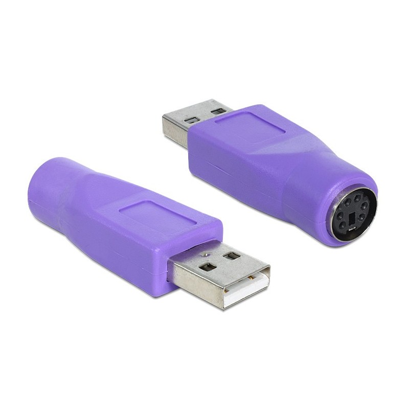 DeLOCK 65461 adattatore per inversione del genere dei cavi USB-A PS 2 Viola