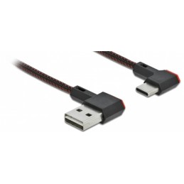 DeLOCK Cavo EASY-USB 2.0 Tipo-A maschio per USB Type-C maschio nero con angolazione sinistra   destra da 0,2 m