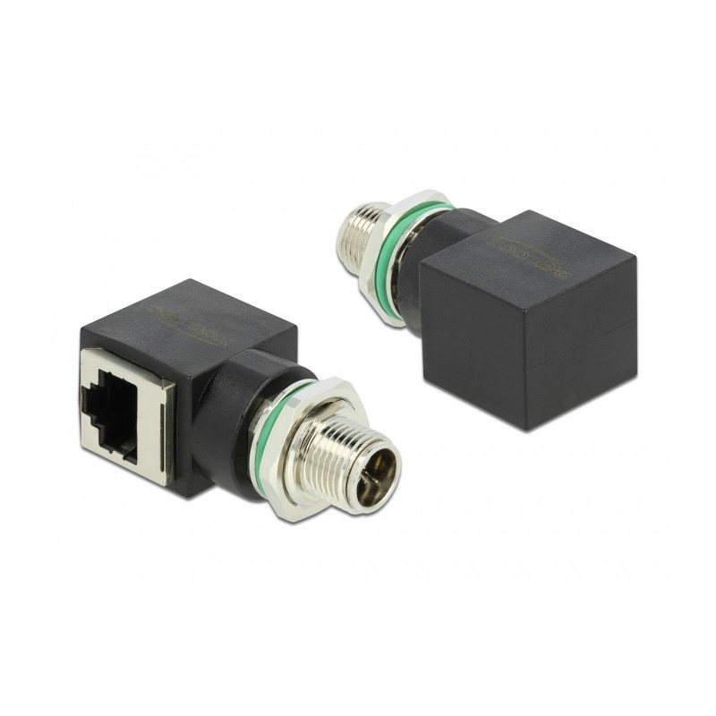 DeLOCK Adattatore di rete M12 a 8 pin maschio X-coded femmina per RJ45 femmina