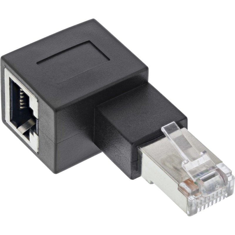 InLine Cavo patch adattatore Cat.6A, spina presa RJ45, angolata 90° a sinistra