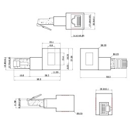 InLine Cavo patch adattatore Cat.6A, spina presa RJ45, angolata 90° a sinistra