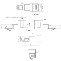 InLine Cavo patch adattatore Cat.6A, spina presa RJ45 angol. 90° verso il basso