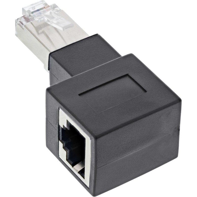 InLine Cavo patch adattatore Cat.6A, spina   presa RJ45, angolata di 90° destra