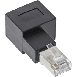 InLine Cavo patch adattatore Cat.6A, spina   presa RJ45, angolata di 90° destra