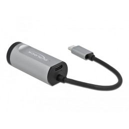 DeLOCK Adattatore USB Type-C per Gigabit LAN con porta di alimentazione grigia