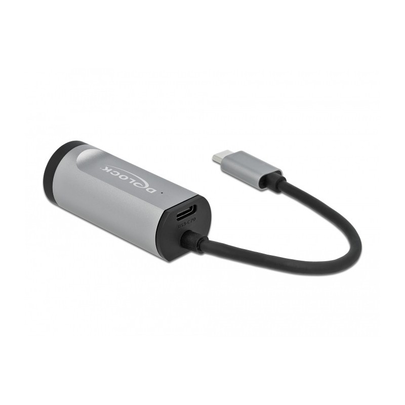 DeLOCK Adattatore USB Type-C per Gigabit LAN con porta di alimentazione grigia