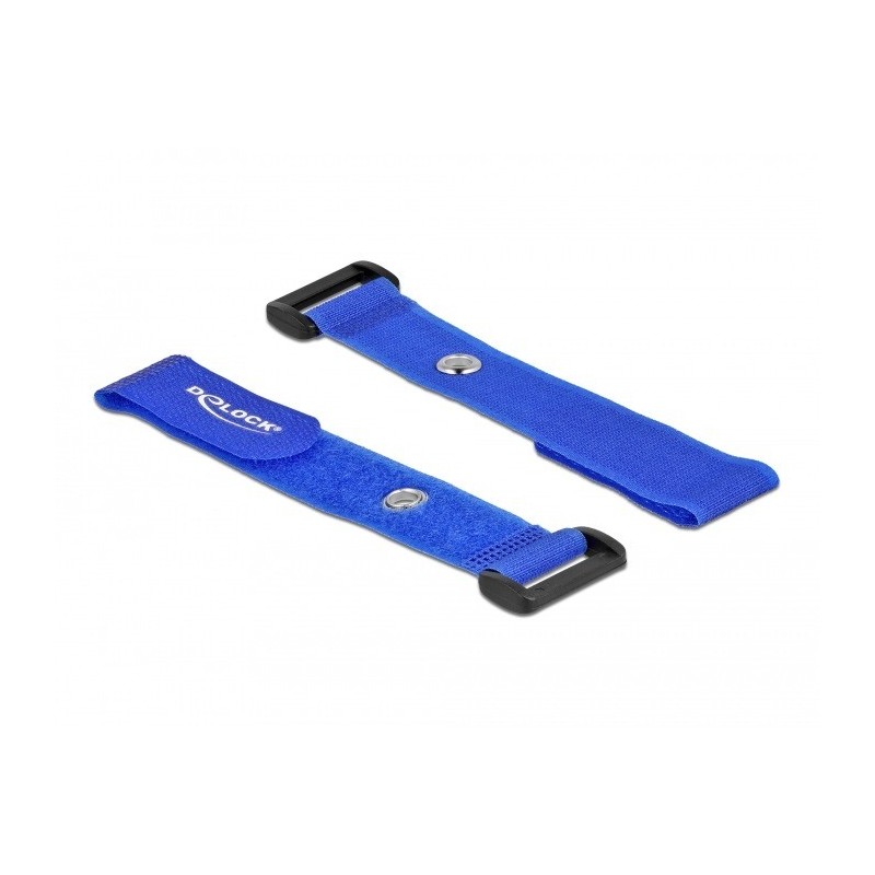 DeLOCK Fascetta per cavi a strappo con gancio e occhiello di fissaggio L 190 x L 25 mm blu 5 pezzi