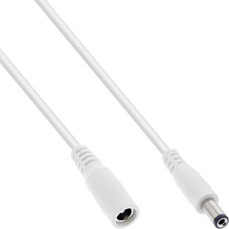 InLine Cavo di prolunga DC, maschio femmina 5,5x2,1mm, AWG24, bianco, 1m