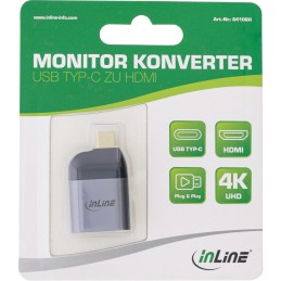 InLine USB Display Converter, da USB-C maschio a HDMI femmina, 4K60Hz