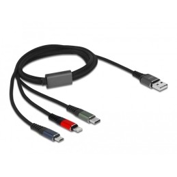 DeLOCK Cavo di ricarica USB 3 in 1 Tipo-A a Lightning   Micro USB   USB Type-C da 1 m a 3 colori