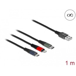 DeLOCK Cavo di ricarica USB 3 in 1 Tipo-A a Lightning   Micro USB   USB Type-C da 1 m a 3 colori