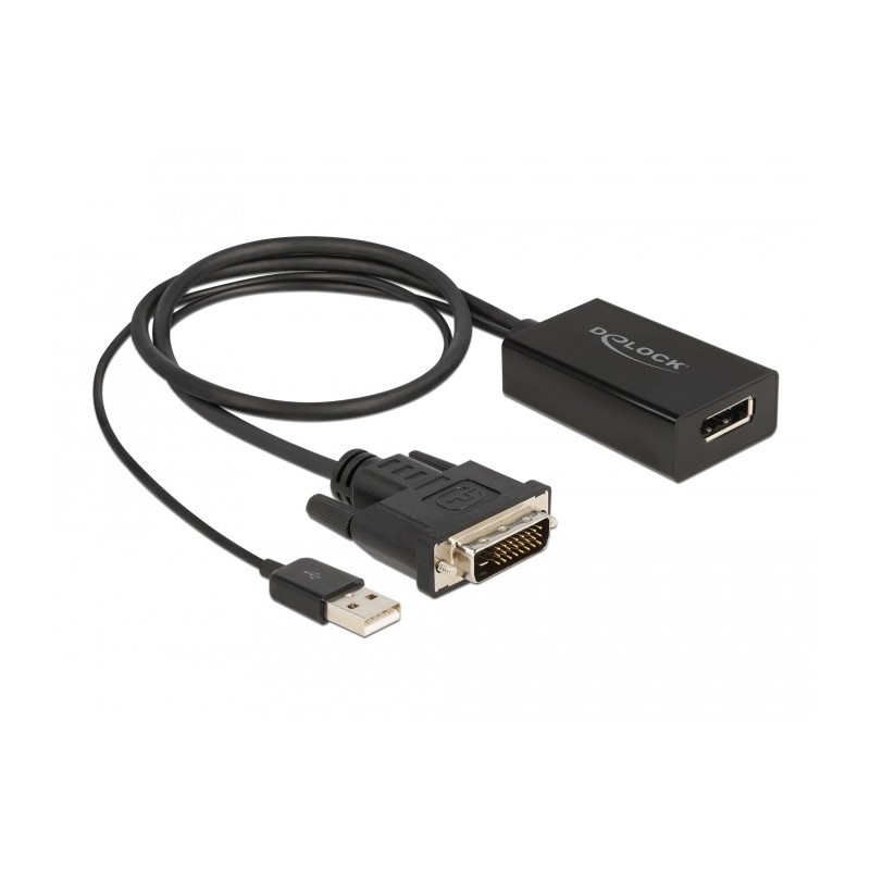 DeLOCK Adattatore DVI maschio per DisplayPort 1.2 femmina nero 4K con funzione HDR 50 cm