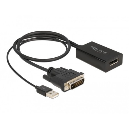 DeLOCK Adattatore DVI maschio per DisplayPort 1.2 femmina nero 4K con funzione HDR 50 cm