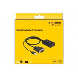 DeLOCK Adattatore DVI maschio per DisplayPort 1.2 femmina nero 4K con funzione HDR 50 cm