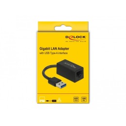 DeLOCK Adattatore USB Tipo-A da Gigabit LAN compatto nero