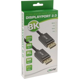 InLine Cavo DisplayPort 2.0, 8K4K UHBR, nero, contatti dorati, 2m