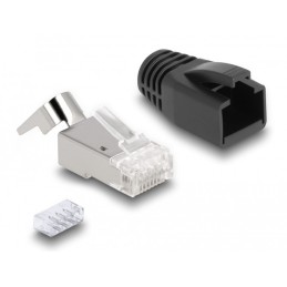 DeLOCK Spina modulare RJ45 con scarico della trazione Cat.6A, Cat.7 e protezioni antipiega set da 25 pezzi