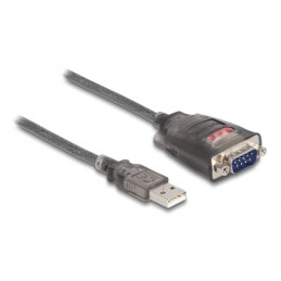 DeLOCK Adattatore USB 2.0 Tipo-A a 1 x Seriale RS-232 D-Sub 9 pin maschio con dadi con 3 x LED 1 m