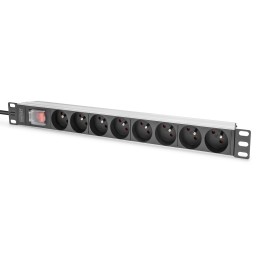 Digitus Socket strip with aluminum profile and switch, 8-way CEE 7 5, 2 m cable safety plug with grounding contact