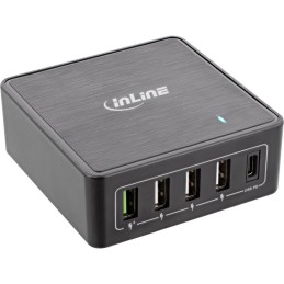 InLine Power Delivery + Quick Charge 3.0 USB, 4x USB A + USB-C, 60 W, nero