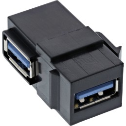 InLine USB 3.0 Keystone Snap-In Insert, USB-A F F, angolato nero