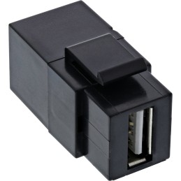 InLine USB 2.0 Keystone Snap-In Insert, USB-A F F, angolato, nero