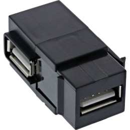 InLine USB 2.0 Keystone Snap-In Insert, USB-A F F, angolato, nero