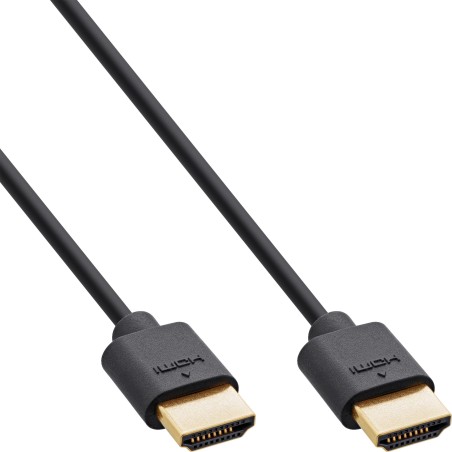 InLine Slim Cavo HDMI ad altissima velocità M M 8K4K placcato oro nero 1m