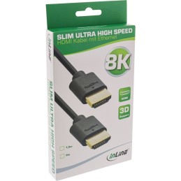 InLine Slim Cavo HDMI ad altissima velocità M M 8K4K placcato oro nero 1,5m