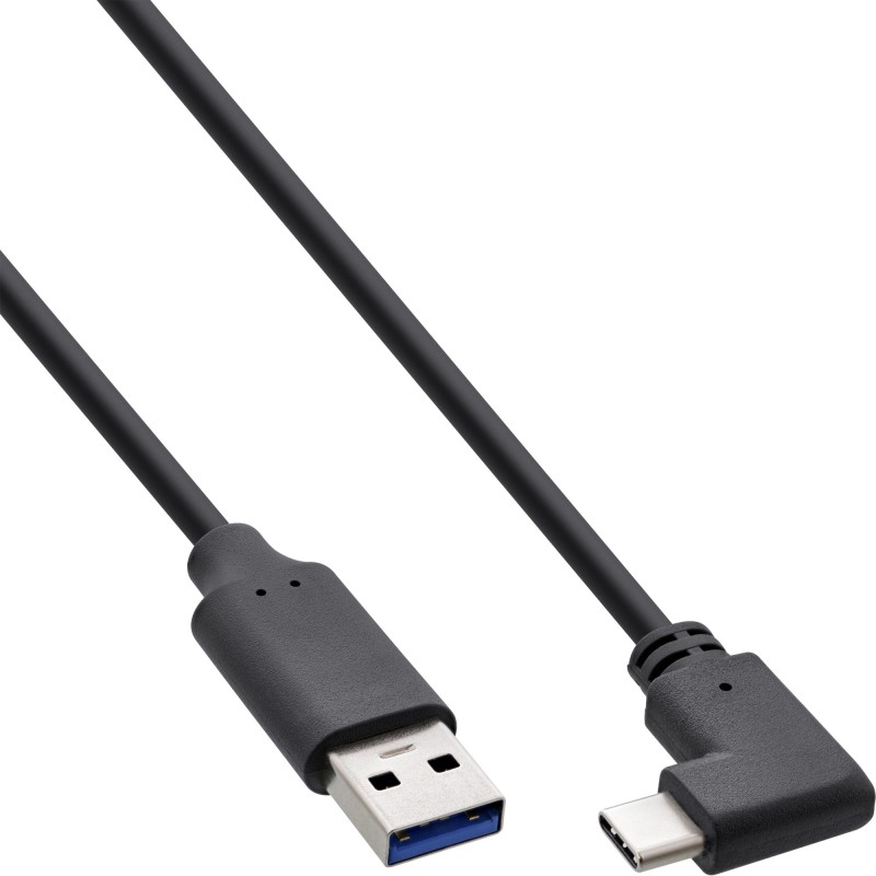 InLine Cavo USB 3.2, spina USB-C angolata a spina A, nero, 2m