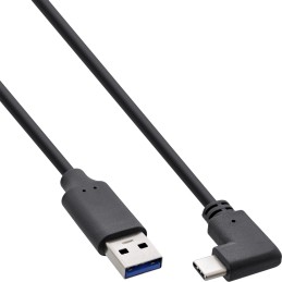 InLine Cavo USB 3.2, spina USB-C angolata a spina A, nero, 1m