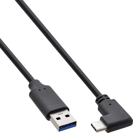 InLine Cavo USB 3.2, spina USB-C angolata a spina A, nero, 1,5m