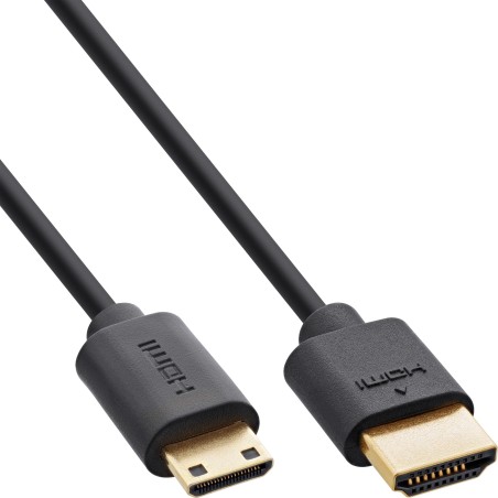 InLine Slim Cavo HDMI ad altissima velocità AM CM 8K4K placcato oro nero 1m