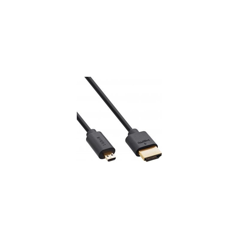 InLine Slim Cavo HDMI ad altissima velocità AM DM 8K4K placcato oro nero 2m