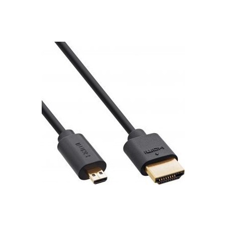 InLine Slim Cavo HDMI ad altissima velocità AM DM 8K4K placcato oro nero 2m