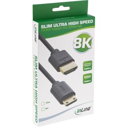 InLine Slim Cavo HDMI ad altissima velocità AM CM 8K4K placcato oro nero 2m