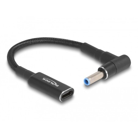 DeLOCK Cavo adattatore per portatile Cavo di ricarica USB Type-C femmina per HP 4,5 x 3,0 mm maschio 90° angolato 15 cm