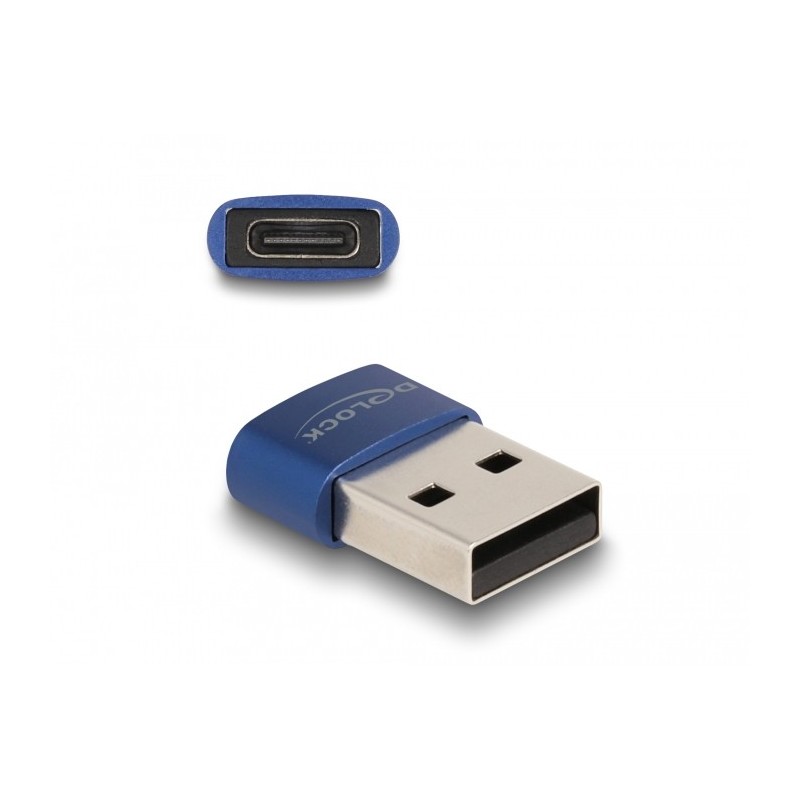 DeLOCK Adattatore USB 2.0 da USB Tipo-A maschio a USB Type-C femmina blu