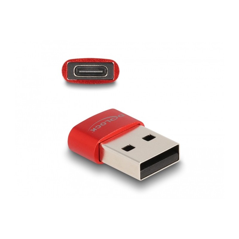 DeLOCK Adattatore USB 2.0 da USB Tipo-A maschio a USB Type-C femmina rosso