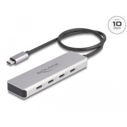 DeLOCK Hub USB 10 Gbps USB Type-C con 4 x USB Type-C femmina con cavo di collegamento da 35 cm