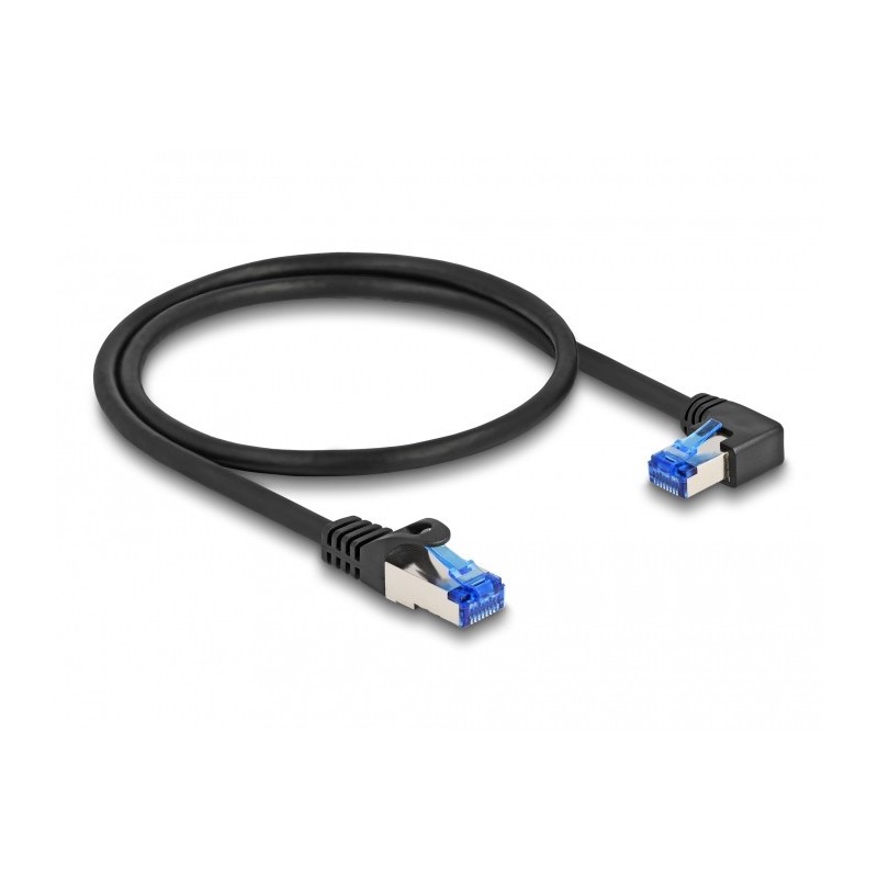 DeLOCK Cavo di rete RJ45 Cat.6A S FTP dritto   angolato a destra 0,5 m nero