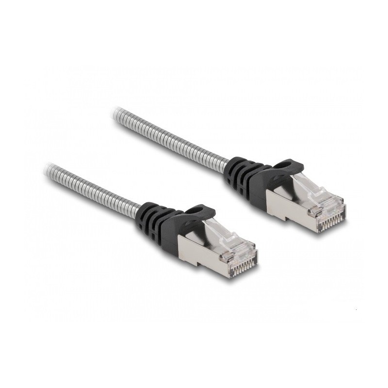 DeLOCK Cavo di rete RJ45 Cat.6A maschio-maschio S FTP nero da 2 m con cavo grezzo Cat.7 adatto per uso industriale ed esterno