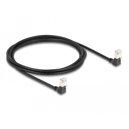 DeLOCK Cavo di rete RJ45 Cat.6A S FTP Slim da 90° verso il basso   angolato verso il basso 2 m nero