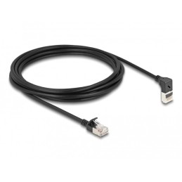 DeLOCK Cavo di rete RJ45 Cat.6A S FTP Slim da 90° angolato verso l'alto   diritto 3 m nero