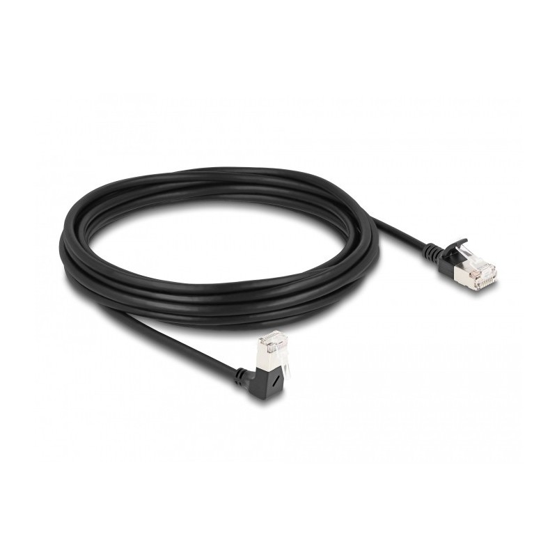 DeLOCK Cavo di rete RJ45 Cat.6A S FTP Slim da 90° angolato verso il basso   diritto 5 m nero